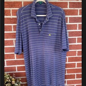 Peter Millar Masters Augusta polo striped shirt Golf embroidered Masters Logo Lg